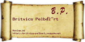 Britvics Pelbárt névjegykártya